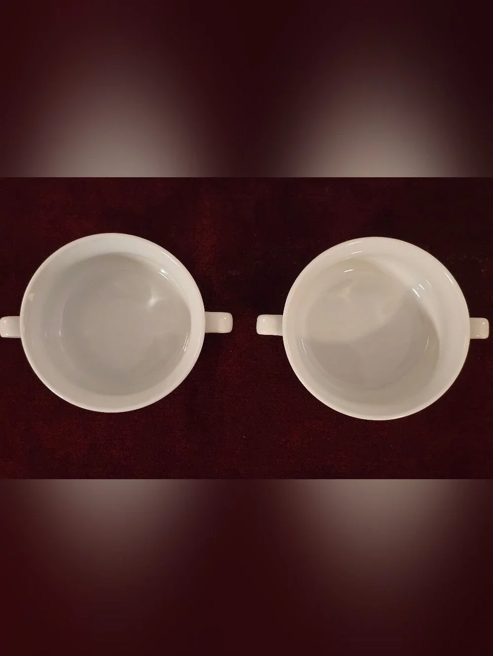 Williams Sonoma Essential White Cream Soup Bowls Double Handled Porcelain Set 2